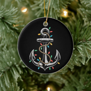 Kerstlichten Boot Zeilen Cruise Boot Cadeaus Keramisch Ornament