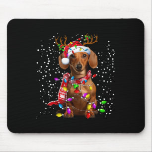 Kerstlichten Dachshund Hond Sinterklaas Hoed Sjaal Muismat