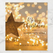 Kerstlichten en Ster Zakelijk Geschenk Wijn Etiket (Enkel label)