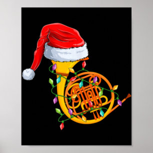 Kerstlichten Kerstman Hoed Muziekinstrument Franse Poster