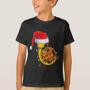 Kerstlichten Kerstman Hoed Muziekinstrument Franse T-shirt