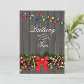 Kerstlichten Schuur Hout Bruiloft | houtskool Kaart (Staand voorkant)