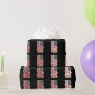 Kerstlichten VS Vlag Patriottische Veteraan Kerstm Cadeaupapier