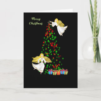 Kerstlichtenkaart met engelen kaart