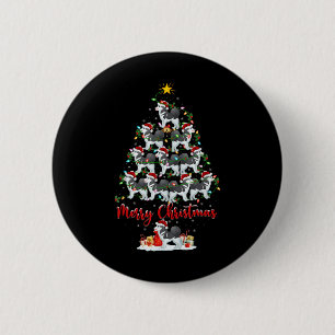 Kerstlichtjes Kerstman Siberische Husky Hond Kerst Ronde Button 5,7 Cm