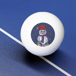 Kerstlichtjes Lachende Sneeuwman Sneeuwvlokken Pingpongballen