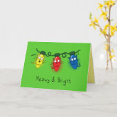 Kerstlichtjes voor katten Grappig Meowy en Helder Kaart (Gele Bloem)