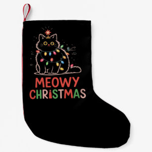 Kerstlichtjes Zwarte Kat Pyjama met Meowy Kerstmis Kleine Kerstsok