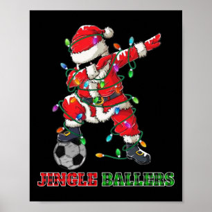 Kerstlied Dansende Kerstman Voetbal Kerstmis Poster
