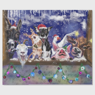 Kerstlied - Dierenfeest Cadeaupapier