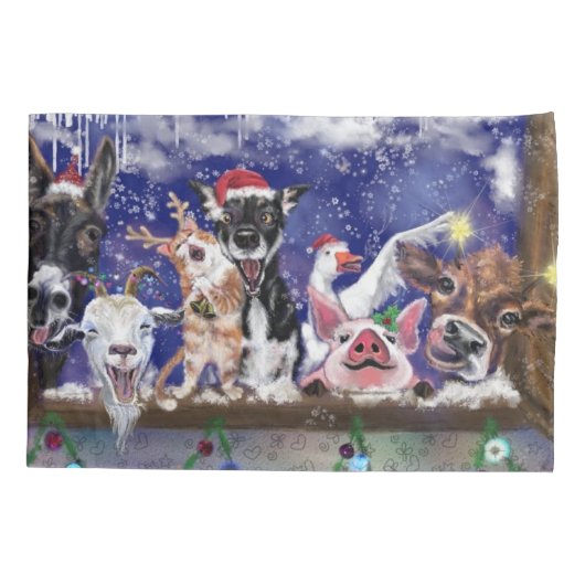 Kerstlied - Dierenfeest Kussensloop (Achterkant)