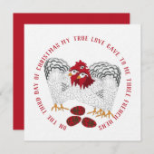 Kerstlied Drie Franse Kippen 12 Dagen Lied Feestdagenkaart (Voorkant / Achterkant)