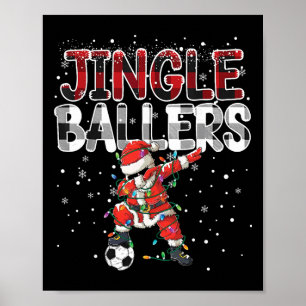 Kerstlied Santa Voetbal Kerstmis Voetbal Geruit _ Poster