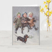 Kerstlied zingen, kaart (Gele Bloem)