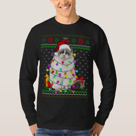 Kerstlieden met lucifers van smakelijke kerij Kat T-shirt (Voorkant)
