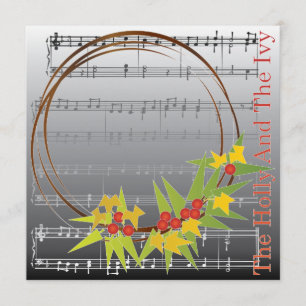 Kerstliederen Holly Kaart/Uitnodiging Kaart