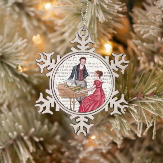 Kerstliederen in Pemberley Tin Sneeuwvlok Ornament (Boom)