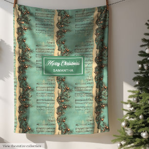  kerstliederen Pastel Green Fleece Deken