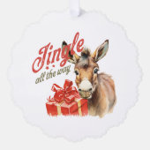 Kerstliedje de hele weg Kerstboerderij Ezel Ornament Kaart (Voorkant)