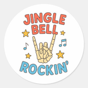 Kerstliedje Rockende Grappige Skelet Kerstmis Ronde Sticker