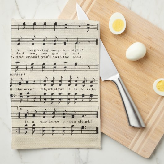 Kerstliedjes Jingle Bells Kerstliederen Bladmuziek Theedoek (Quarter Fold)