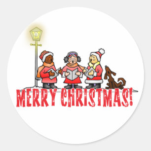 Kerstliedjes zingen ronde sticker