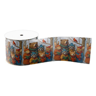 Kerstliedjes zingende bosdieren  grosgrain lint