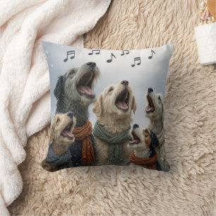 Kerstliedjes zingende honden in sneeuwvlokken kussen