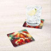 Kerstliefde 3 vierkante kartonnen onderzetter (Insitu)