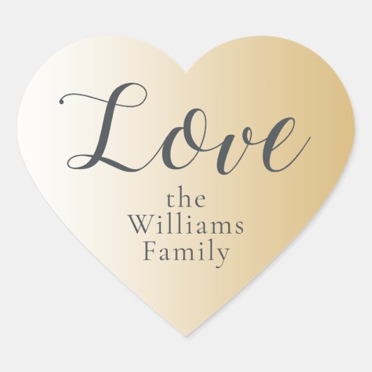 Kerstliefde aangepaste naam glanzend goud ombre ha hart sticker (Voorkant)