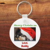 Kerstliefde Dog Cat Dad Pet Photo Sleutelhanger (Achterkant)
