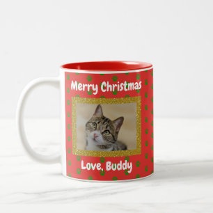 Kerstliefde Dog Cat Dad Pet Photo Tweekleurige Koffiemok