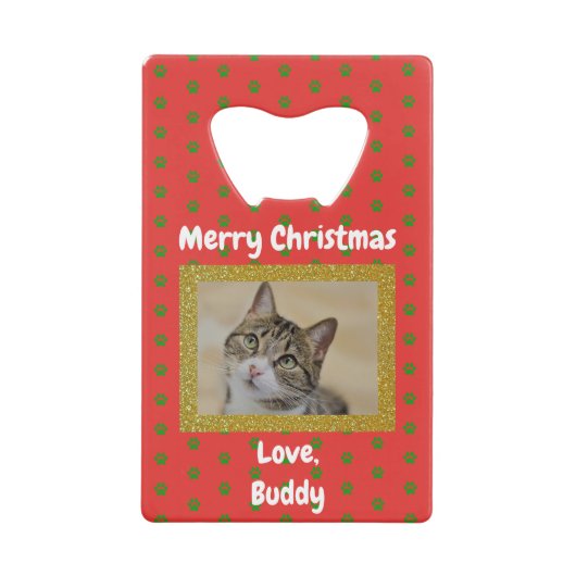 Kerstliefde Dog kattebak papetfoto Kredietkaart Flessenopener (Voorkant)