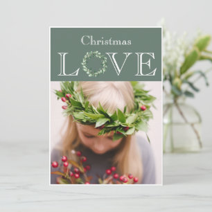 Kerstliefde Foto Eucalyptuskrans Feestdagenkaart