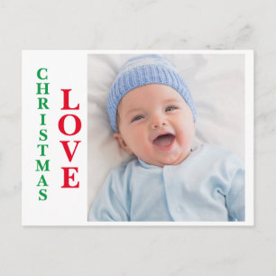Kerstliefde Foto Red Green Typography Holiday Briefkaart
