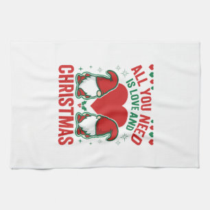 Kerstliefde Hart Kabouterontwerp Sinterklaas Theedoek