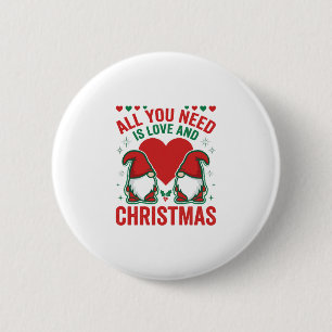 Kerstliefde Hart Kerstman Gnoom Ontwerp Ronde Button 5,7 Cm