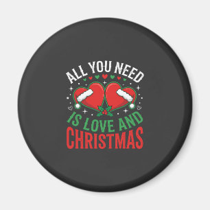 Kerstliefde Kerstman Hoed Typografie Magneet