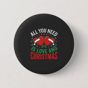 Kerstliefde Kerstman Hoed Typografie Ronde Button 5,7 Cm