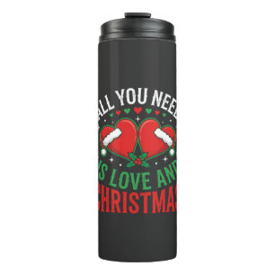 Kerstliefde Kerstman Hoed Typografie Thermosbeker