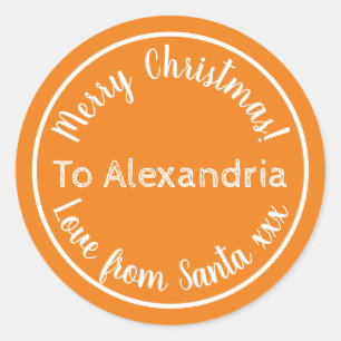 Kerstliefde van Santa gepersonaliseerd Sinaasappel Ronde Sticker