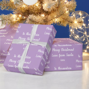 Kerstliefde van Santa Paarse Lila Cadeaupapier
