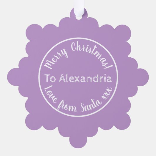 Kerstliefde van Santa Paarse Lila Ornament Kaart (Achterkant)