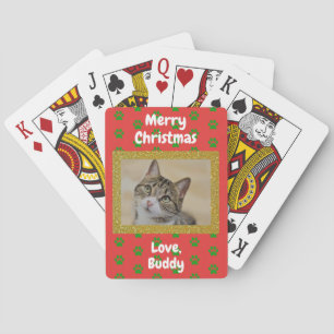 kerstliefdeskat Dog Papa Pet Foto Pokerkaarten