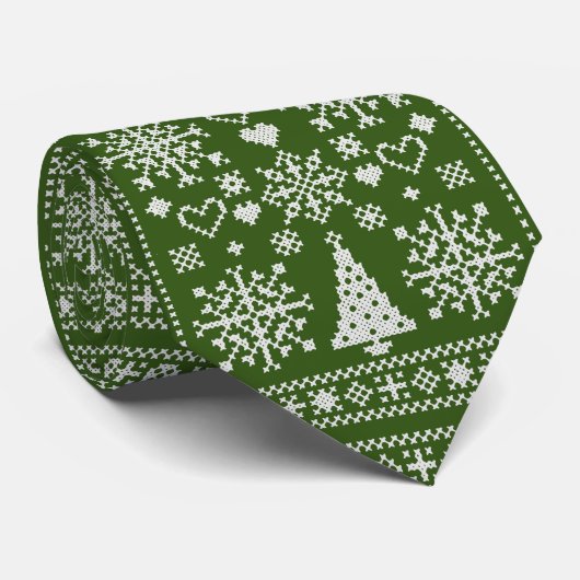 Kerstliefhebber Cross Pattern Sampler Design Stropdas (Opgerold)