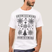 Kerstliefhebber Cross Pattern Sampler Design T-shirt (Voorkant)