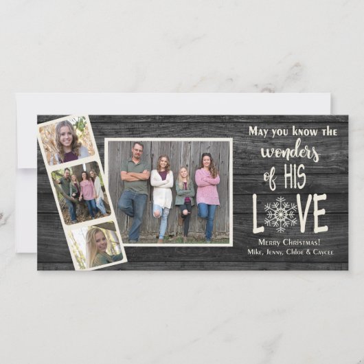 Kerstlijst op donker hout feestdagenkaart (Voorkant)