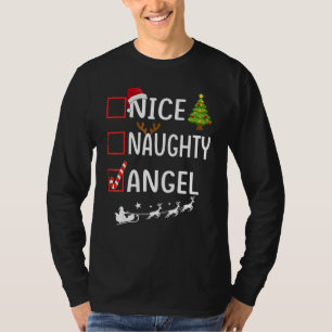Kerstlijst Xmas Kerstman Aardig Stout Engel T-shirt