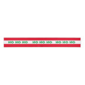 Kerstlint en Ho Ho Ho Stripe Red/Green-tekst Grosgrain Lint (Voorkant)