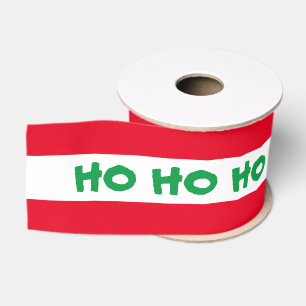 Kerstlint en Ho Ho Ho Stripe Red/Green-tekst Grosgrain Lint